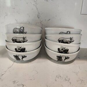 Park Hill Ceramic Barnyard Collection of Eight Animal Bowls